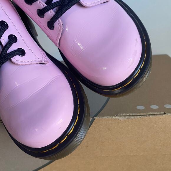 Dr. Martens 1460 Pink Leather Lace Up Zip Ankle Boots Girls  -Size 12 C - Picture 11 of 13